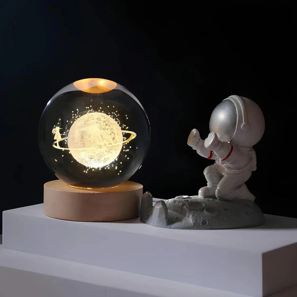 Sfera di cristallo 3D pianeta LED luminosa decorativa