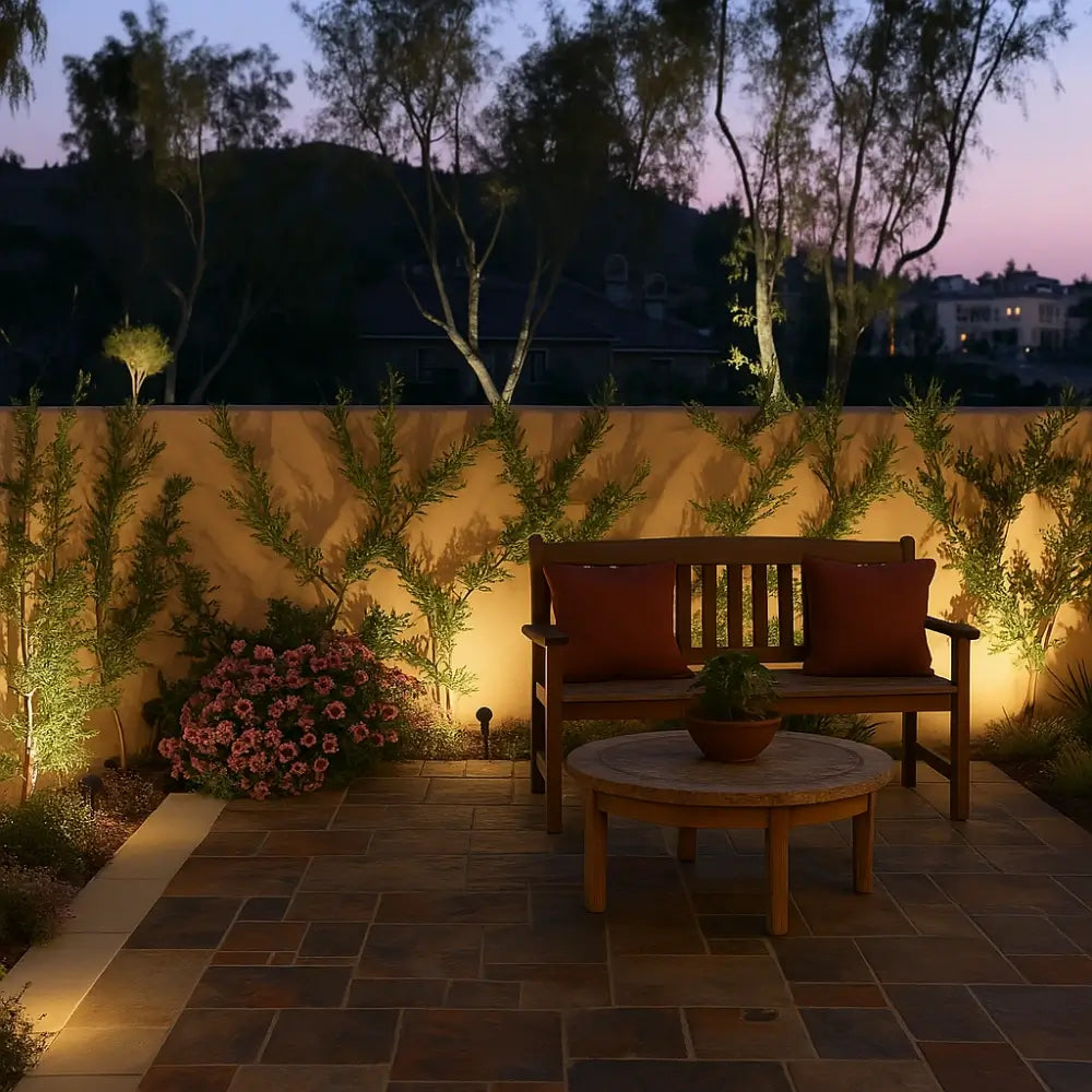 Versatile solar-powered garden spotlight with 9 static and dynamic colors