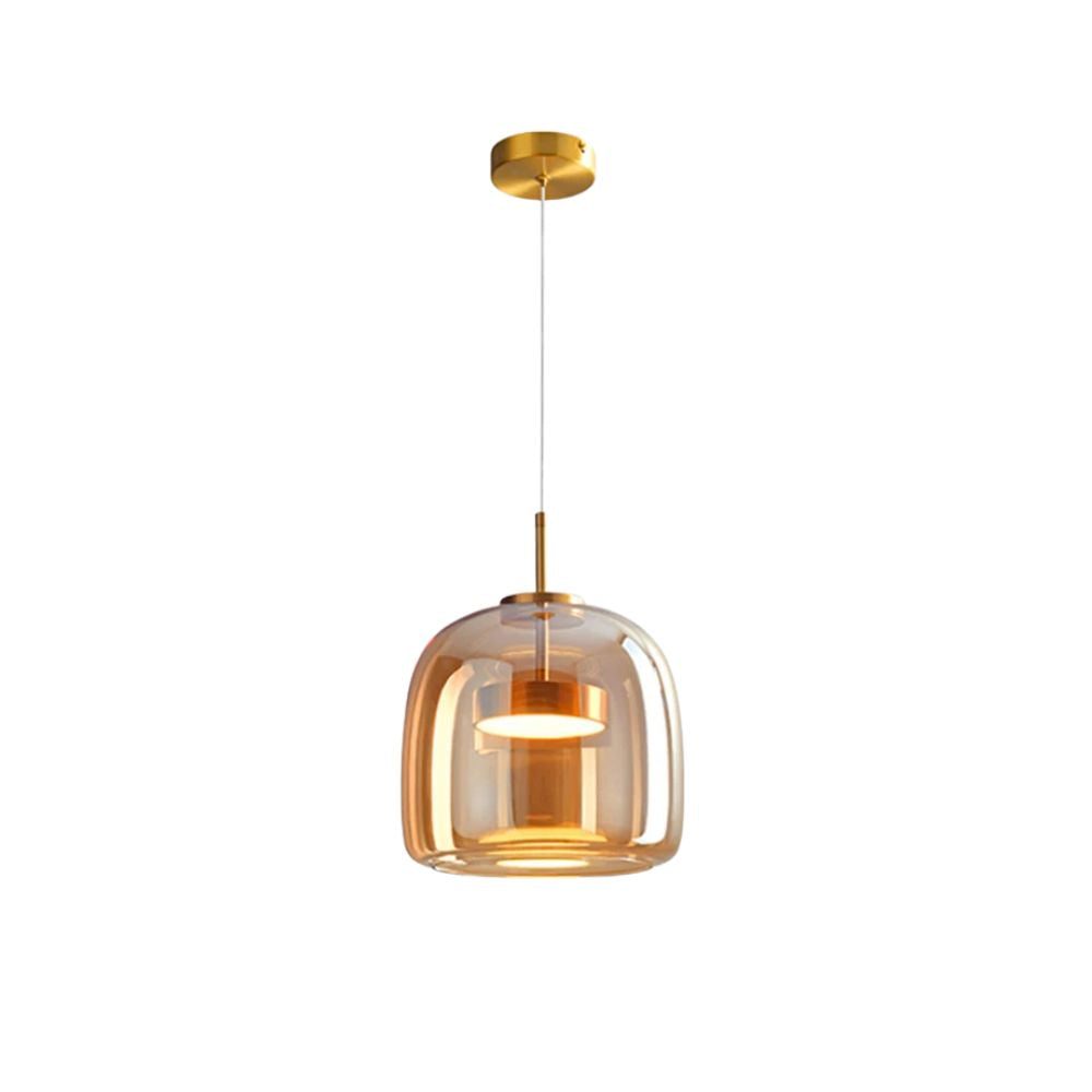 Lampada da soffitto in stile retrò con triplo paralume in vetro e illuminazione LED regolabile