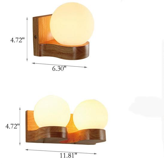 Nordische moderne Massivholz-Kugel – dekorative Wandleuchte