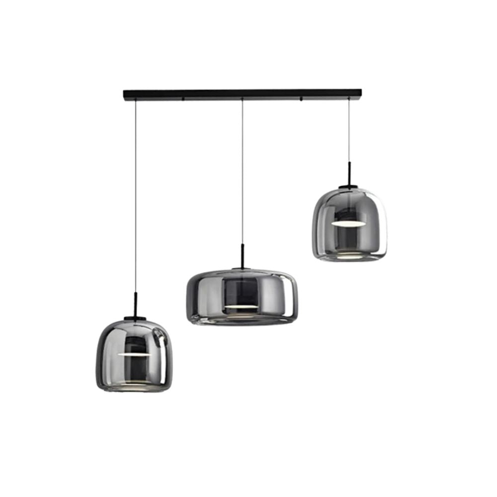 Lampada da soffitto in stile retrò con triplo paralume in vetro e illuminazione LED regolabile