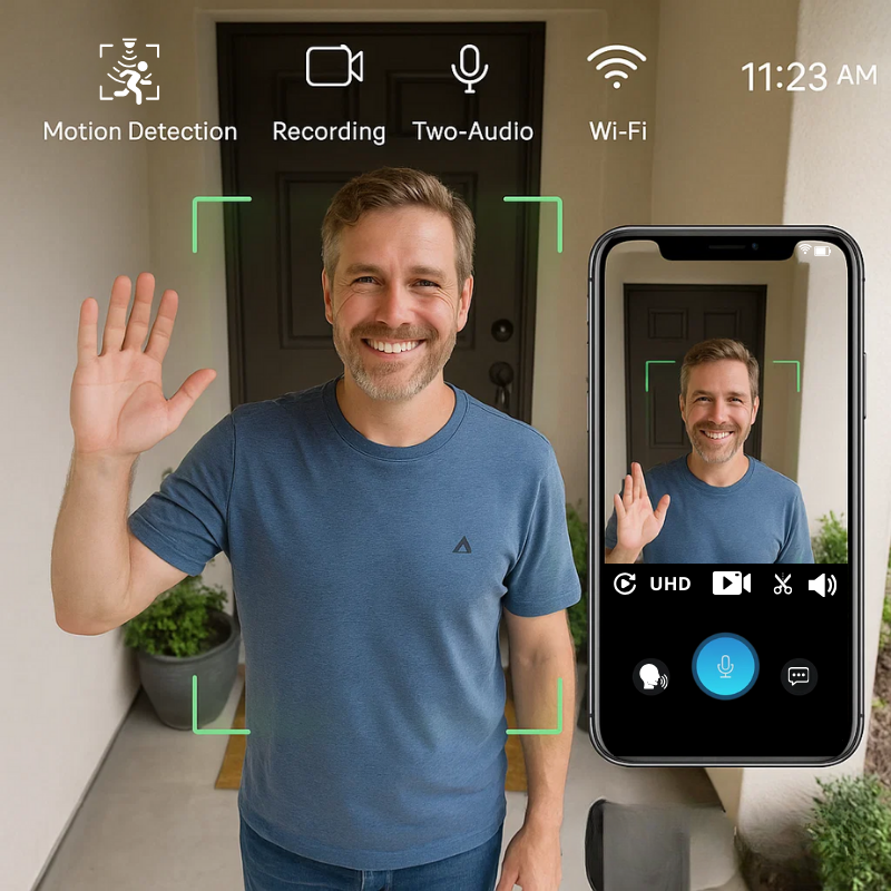 Nowoczesny bezprzewodowy dzwonek wideo z obrazem HD