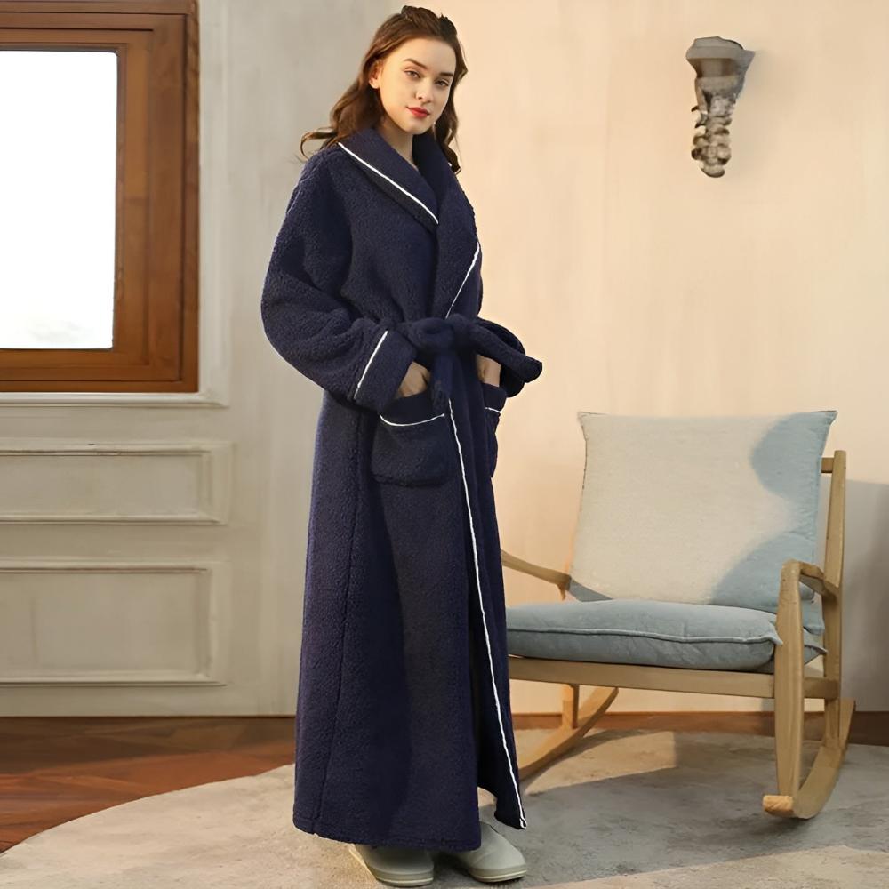 Accappatoio unisex versatile con collo a scialle, cintura in vita e tasche
