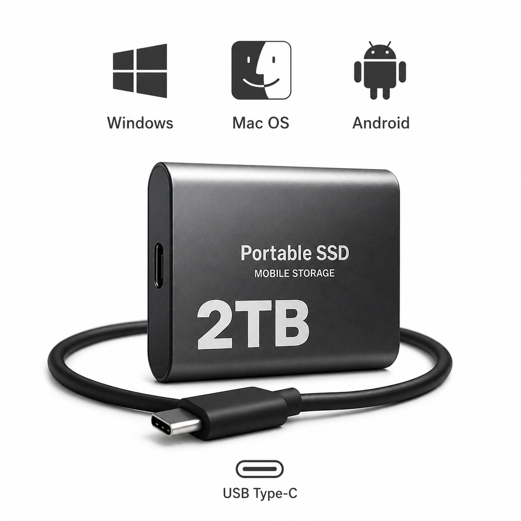 Przenośny Dysk SSD 2TB USB-C – Zewnętrzna Pamięć do Laptopa, PC i Telefonu