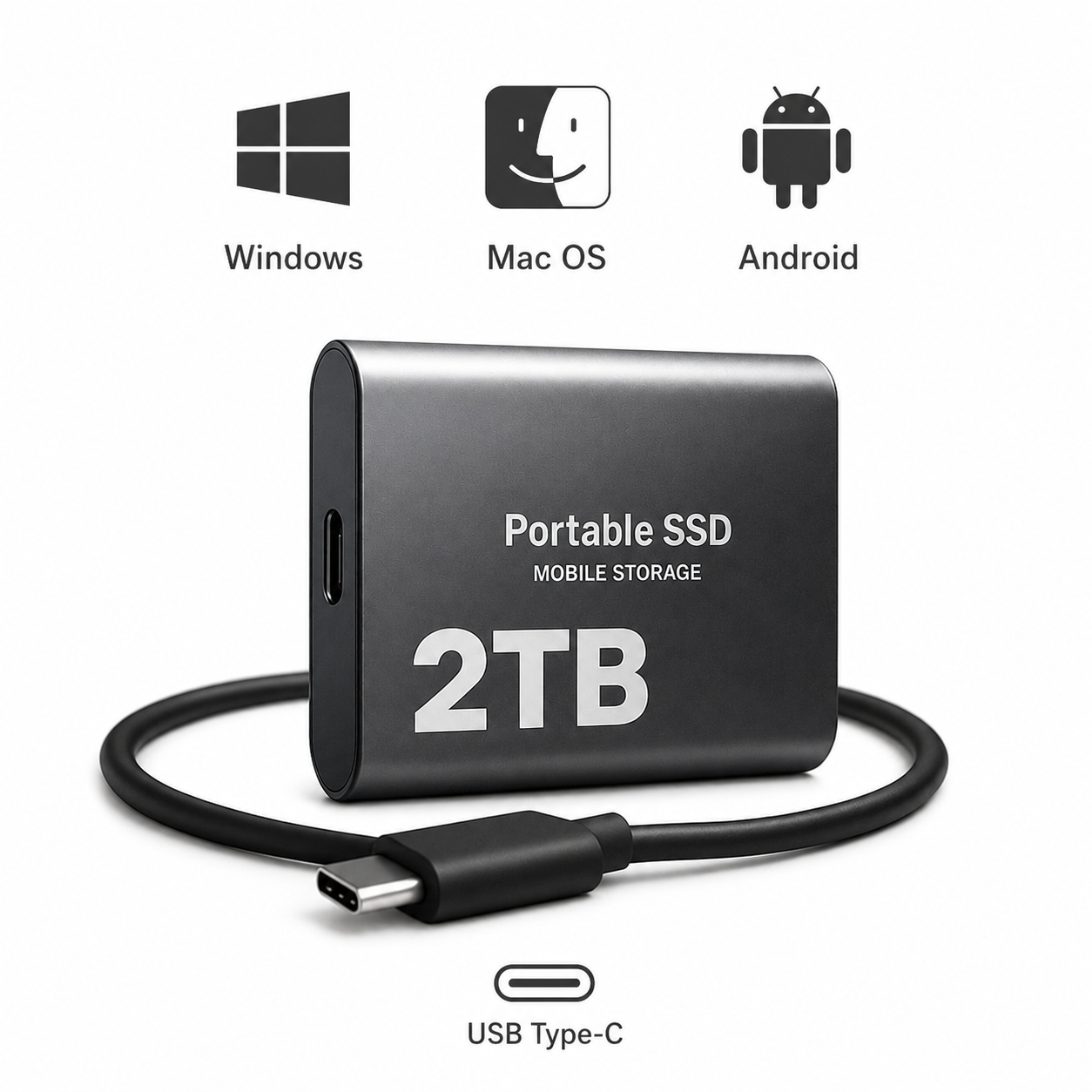 Przenośny Dysk SSD 2TB USB-C – Zewnętrzna Pamięć do Laptopa, PC i Telefonu