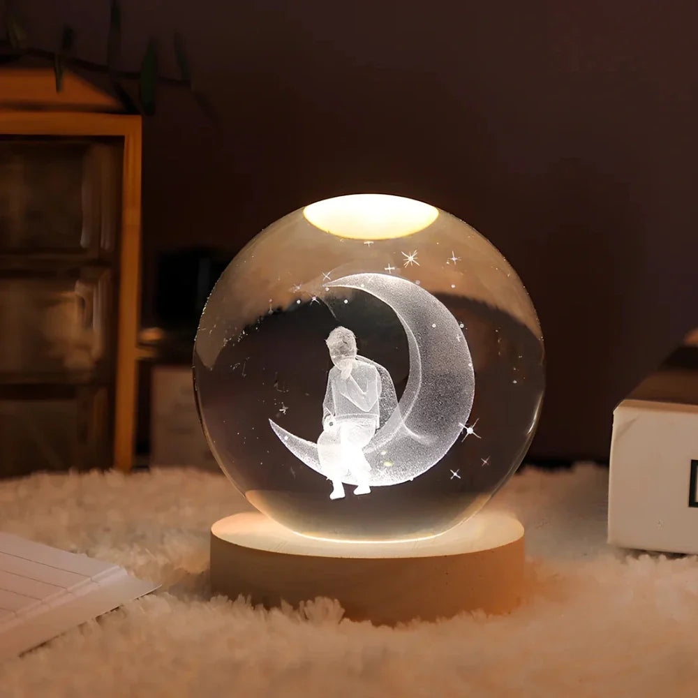 Sfera di cristallo 3D pianeta LED luminosa decorativa