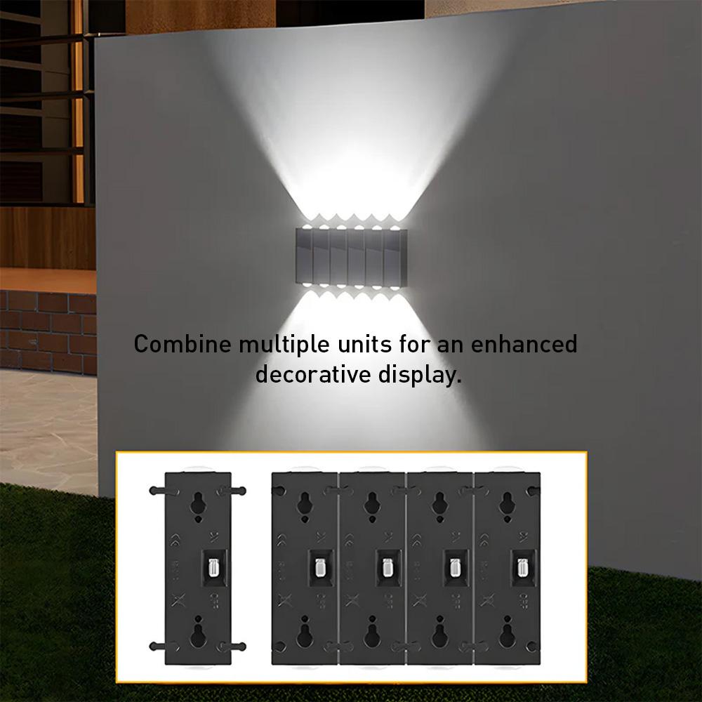 Lampe murale extérieure moderne avec éclairage solaire vers le haut et vers le bas
