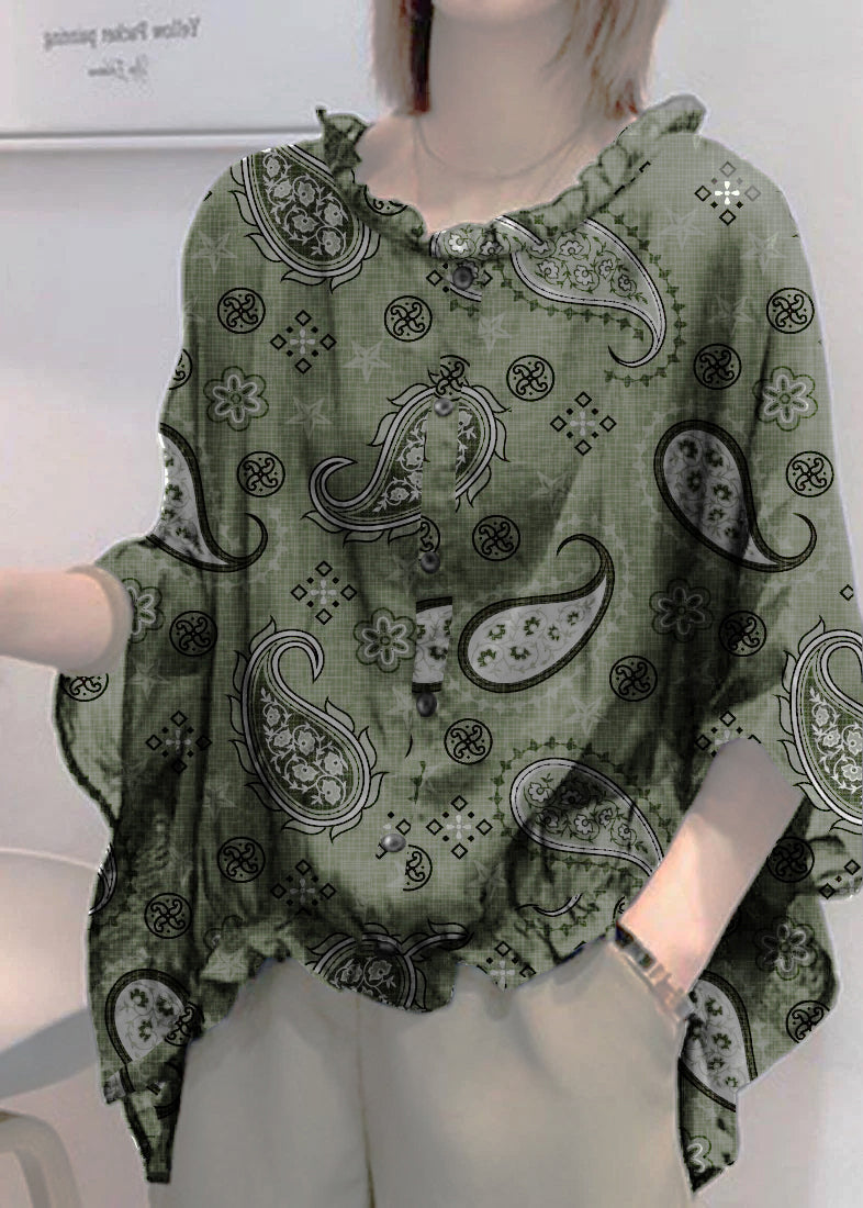 Women's Blouse with Elbow-Length Sleeve, Loose with Ruffles