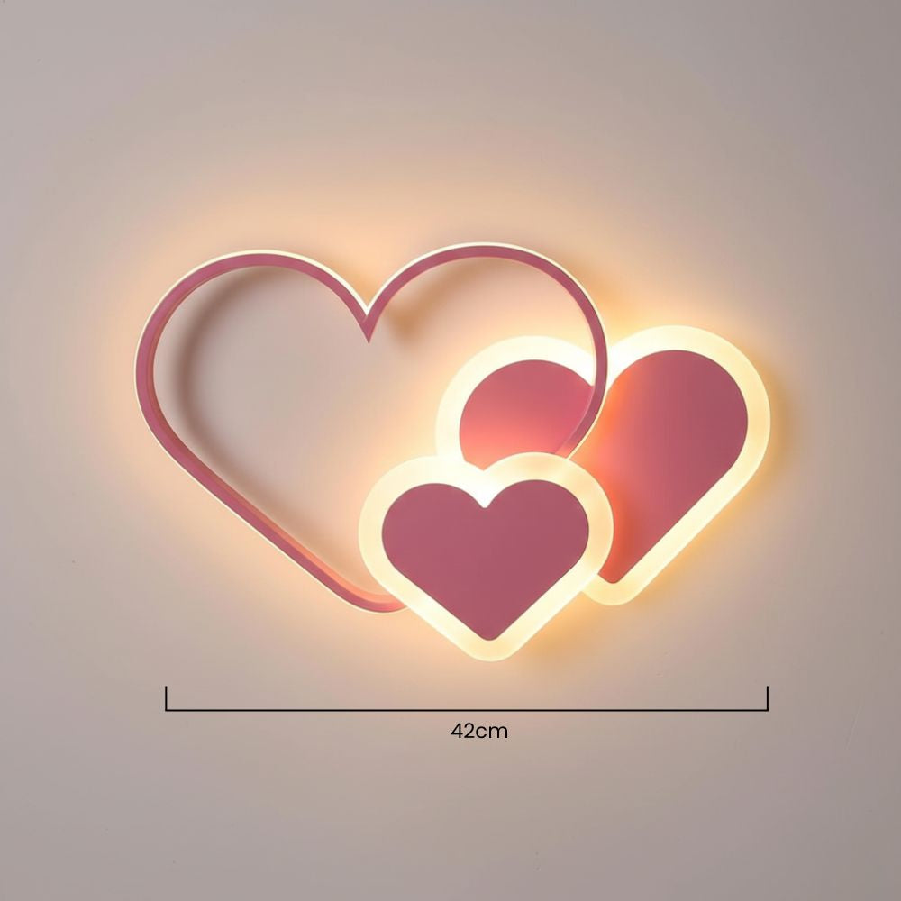 Modern heart-shaped LED ceiling lamp for ambient interior lighting
