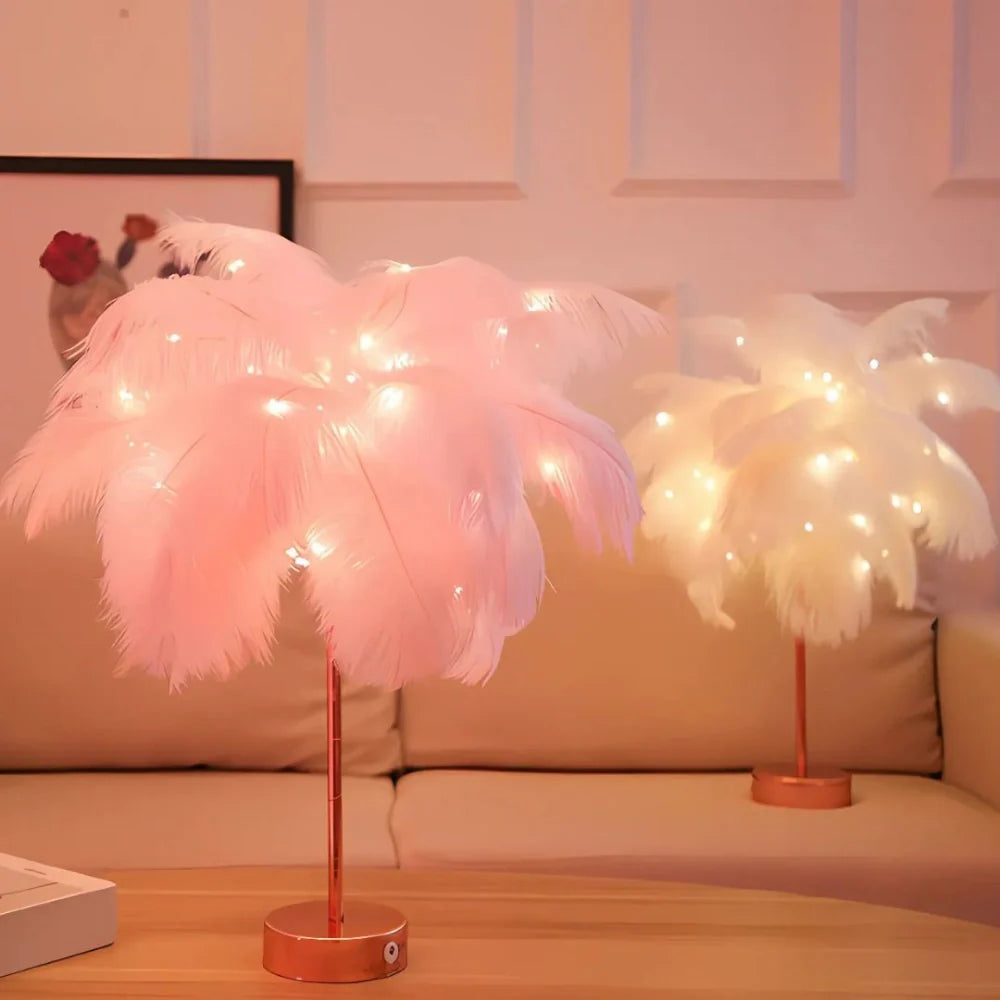 Charming feather palm room lamp with remote control