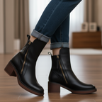 Stivaletti neri da donna con tacco a blocco – comfort e stile per tutto il giorno