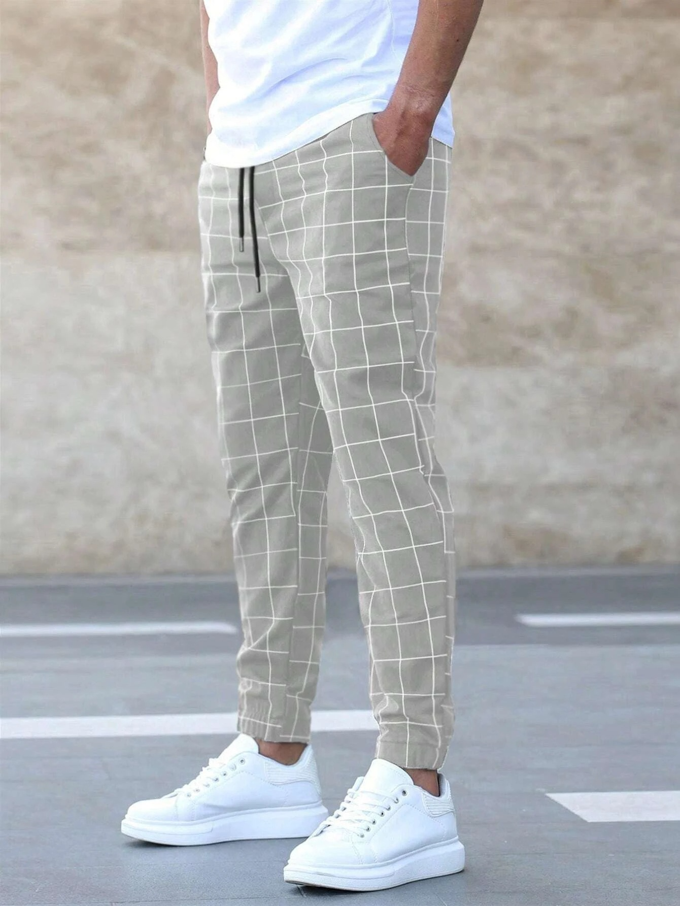 Pantaloni da uomo quotidiani stile scozzese elegante e casual