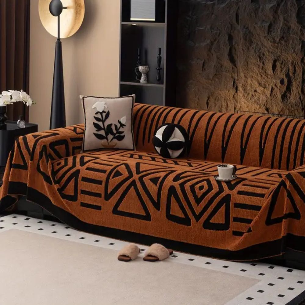 Versatile functional microfiber sofa cover with maze pattern