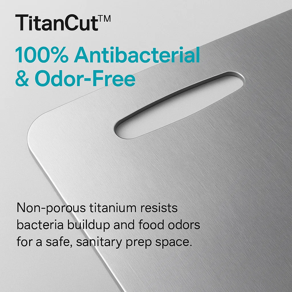 Safe Durable Non-Porous Titanium Cutting Board for Kitchen Use