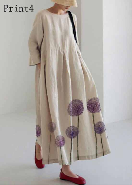 Women's Casual Patchwork Loose Midi Dress with Pockets