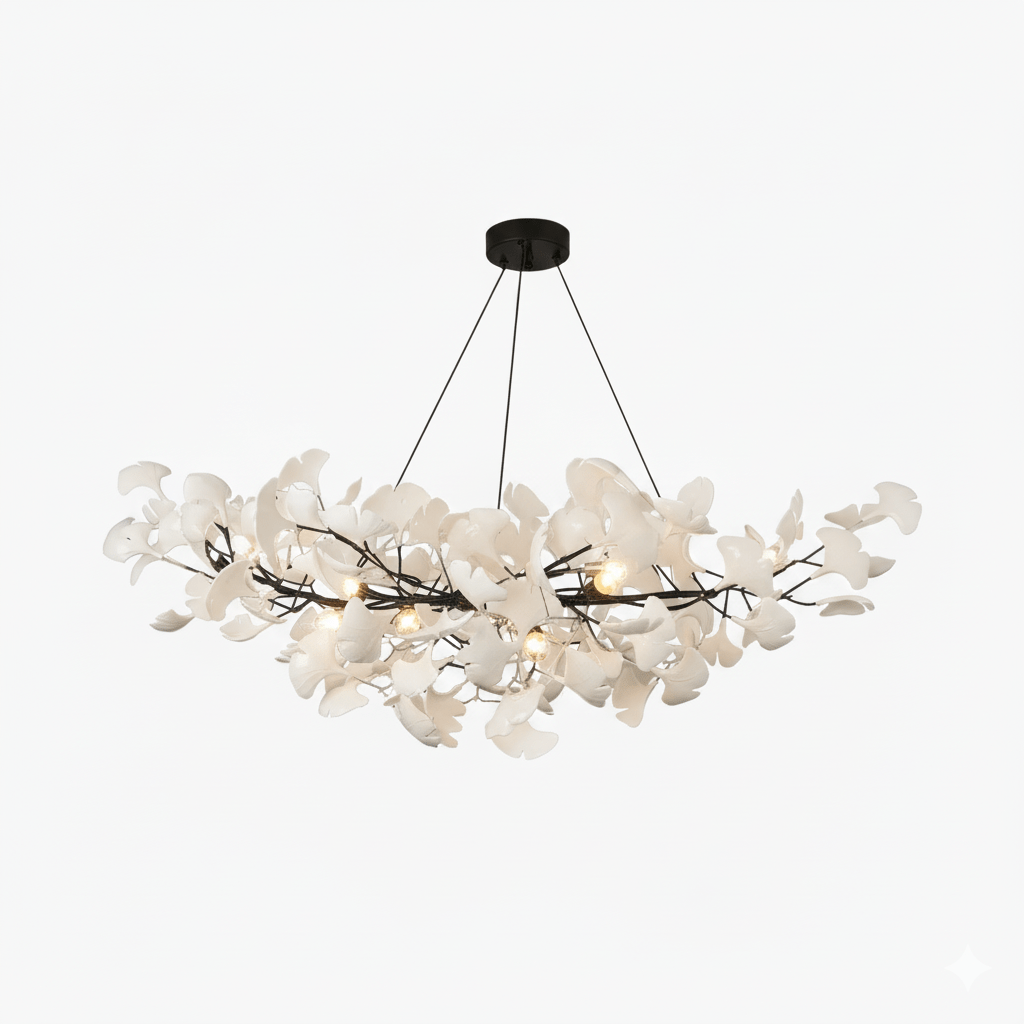 Lampadario artistico a foglie per montaggio a soffitto