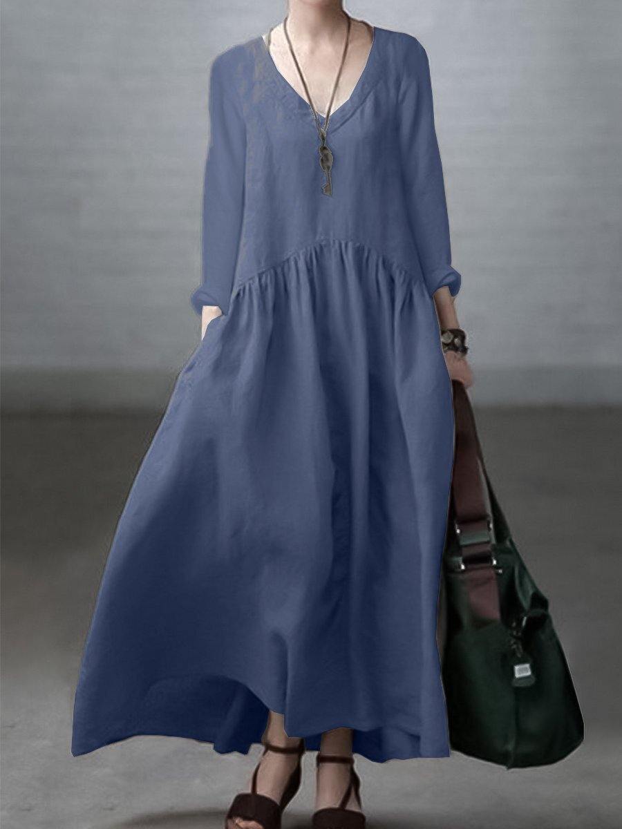 Vestito da donna casual maxi taglio ampio con scollo a V per tutti i giorni