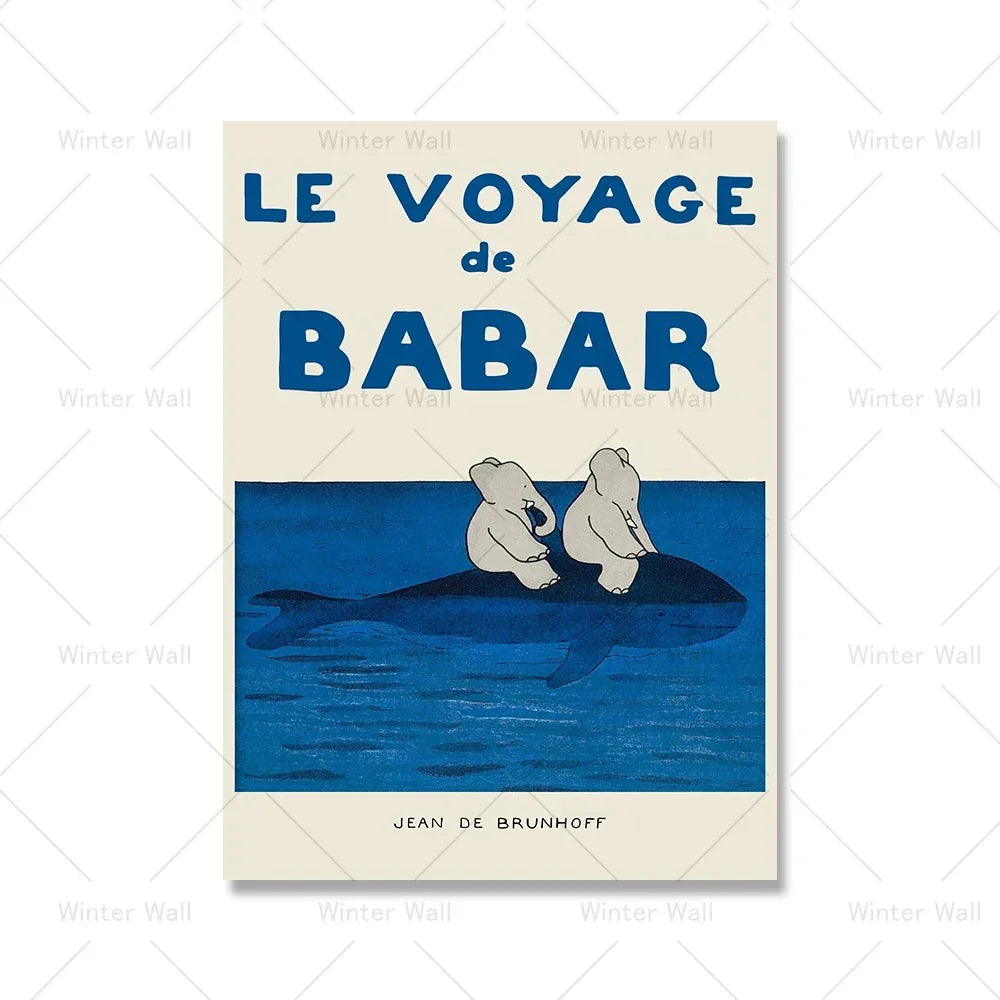 Carina immagine vintage Babar da parete di Jean de Brunhoff - decorazione artistica colorata