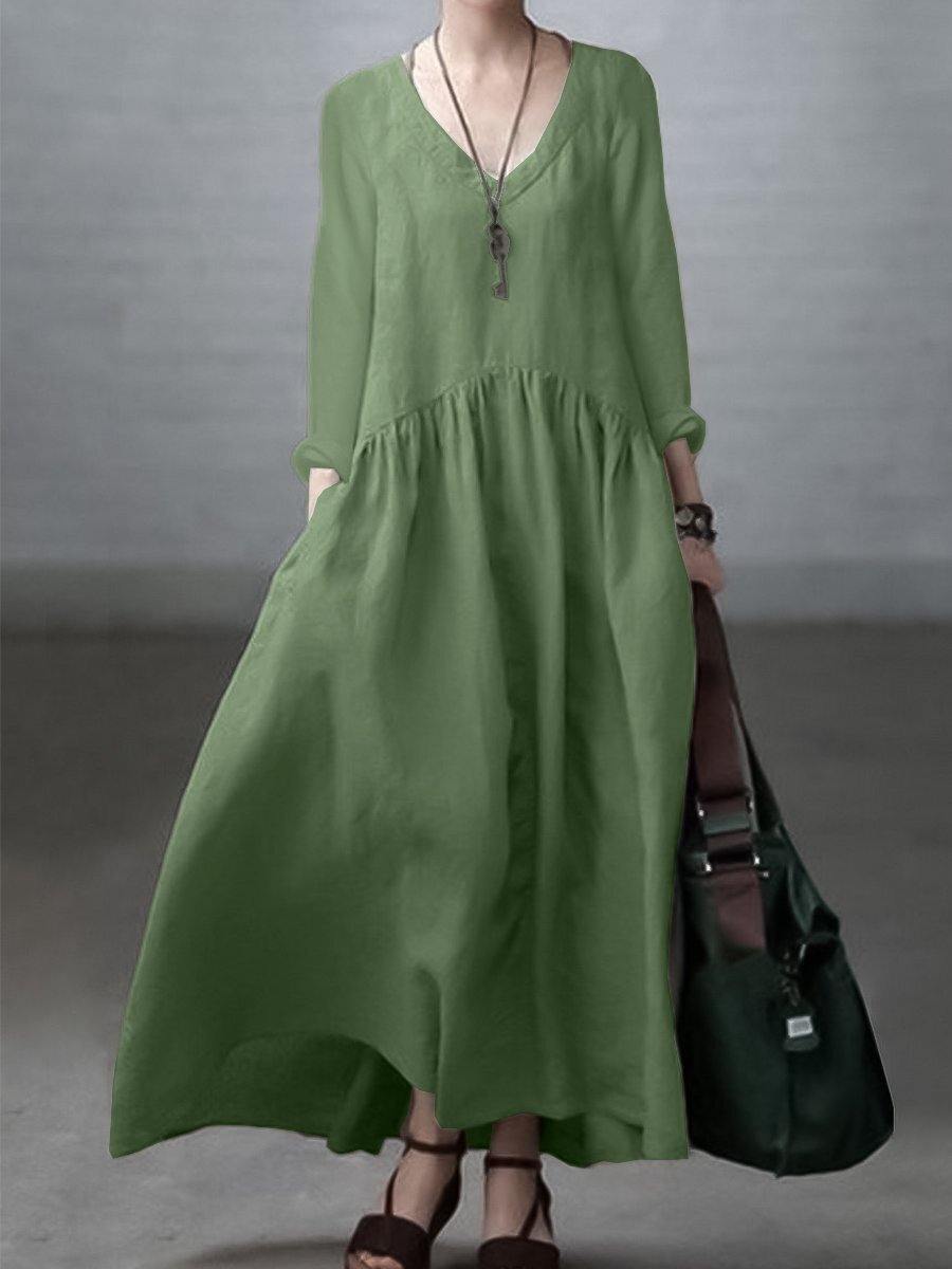 Vestito da donna casual maxi taglio ampio con scollo a V per tutti i giorni