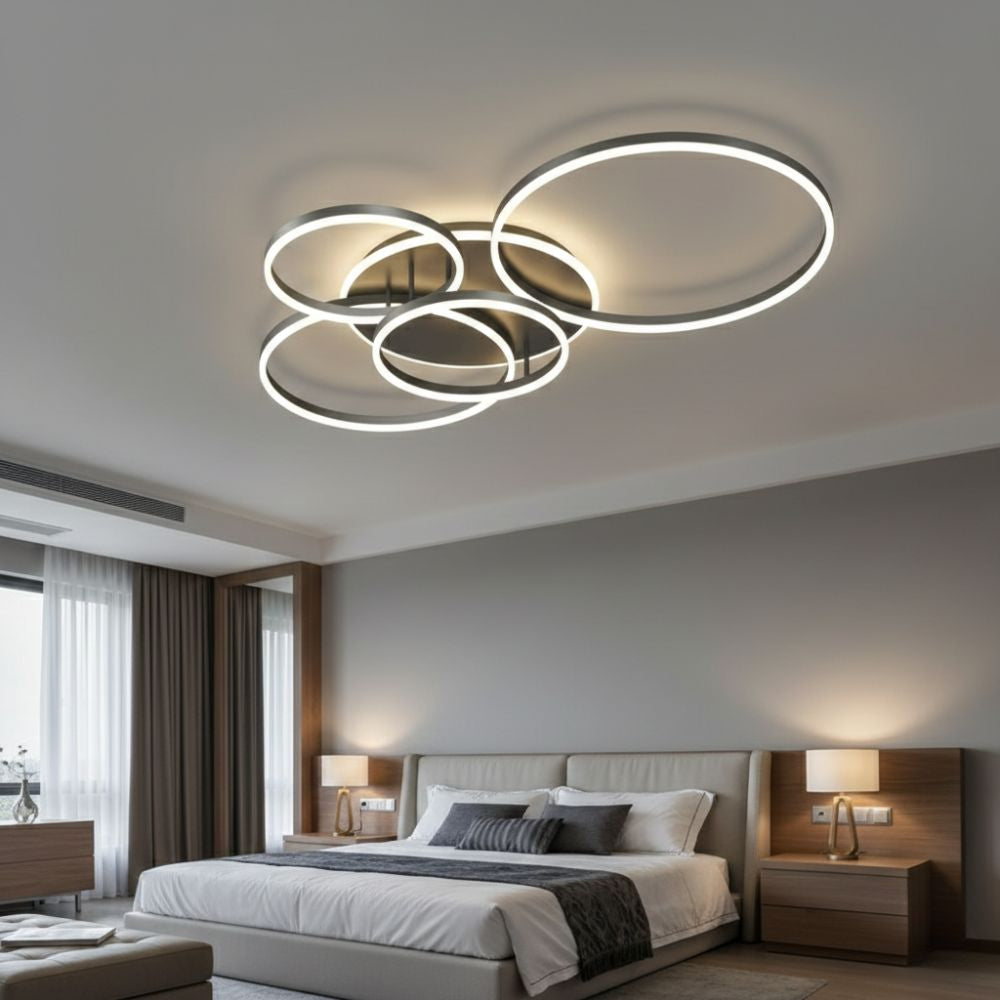 Lampada da soffitto LED rotonda, moderna e nera da incasso – illuminazione per interni