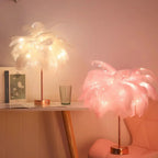 Charming feather palm room lamp with remote control