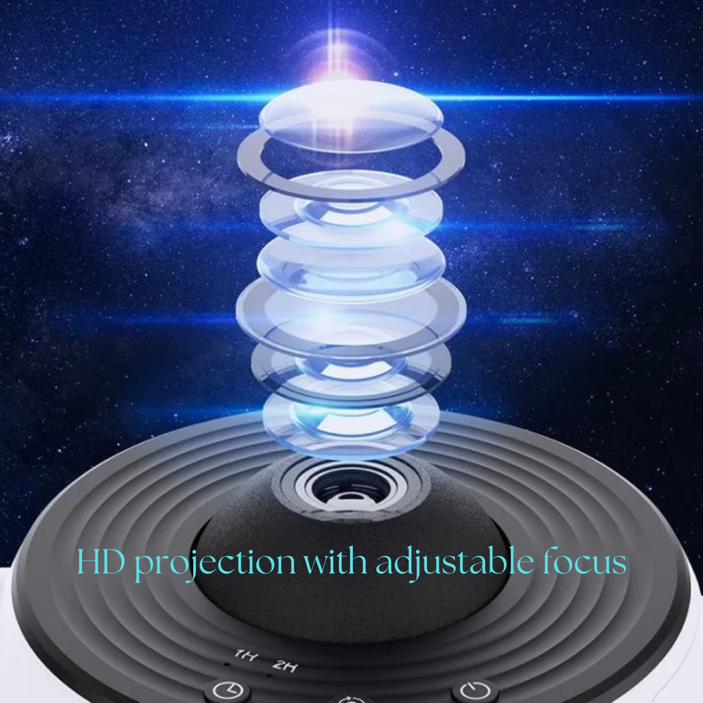 Creative HD 360° projector with galaxy and rotating star light