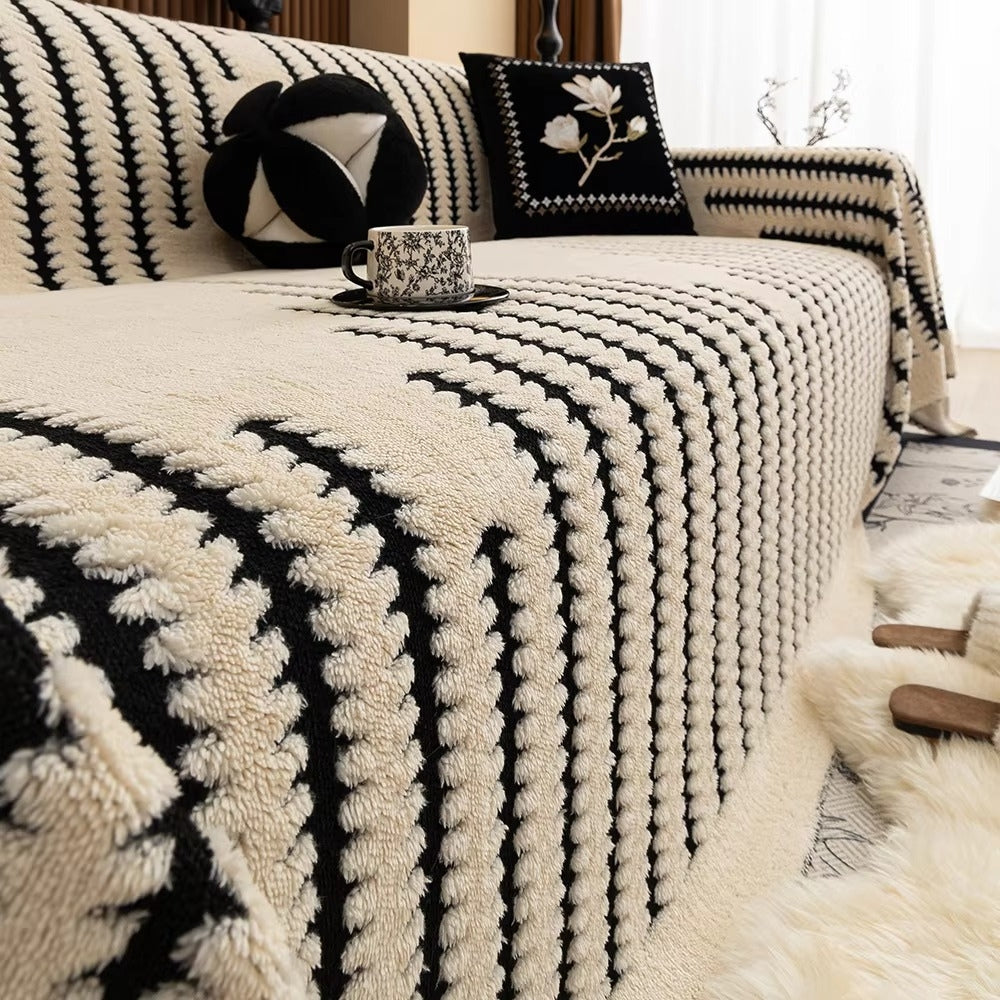 Copertura per divano retrò spessa e calda in peluche