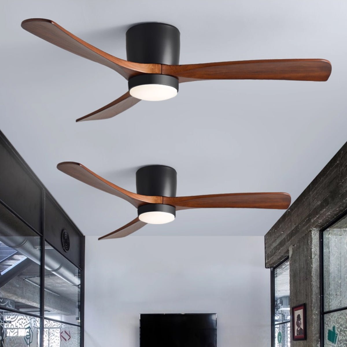 Lampa sufitowa w stylu nordyckim z wentylatorem Lampa sufitowa LED z pilotem