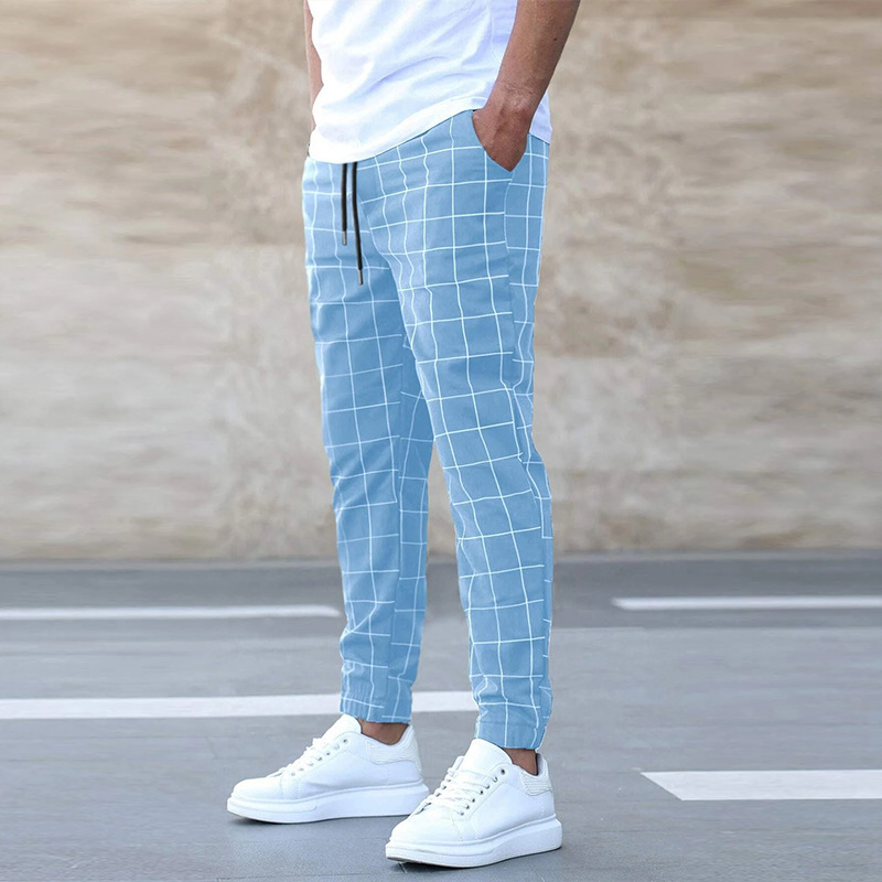 Pantaloni da uomo quotidiani stile scozzese elegante e casual