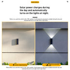 Lampe murale extérieure moderne avec éclairage solaire vers le haut et vers le bas