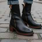 Stivaletti neri da donna con tacco a blocco – comfort e stile per tutto il giorno