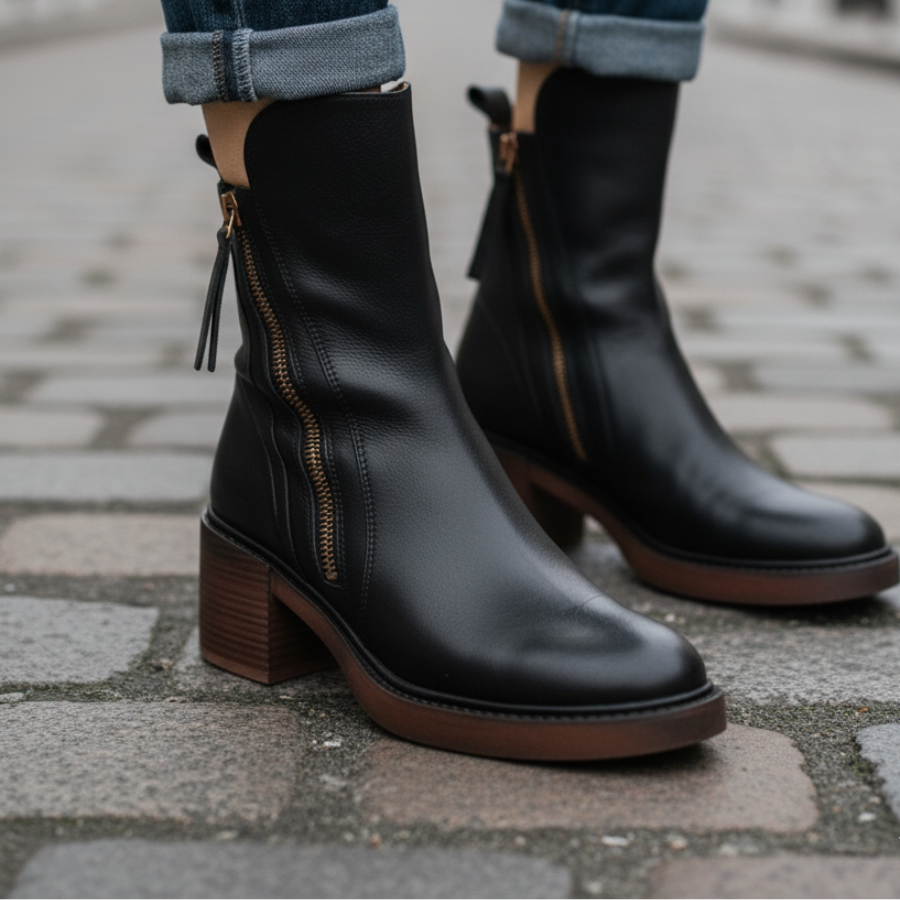 Stivaletti neri da donna con tacco a blocco – comfort e stile per tutto il giorno