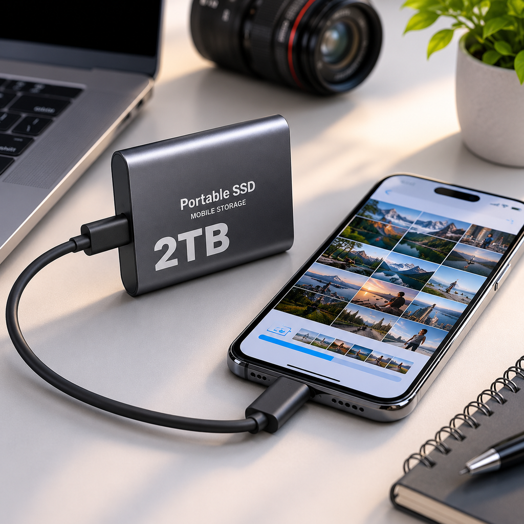 Przenośny Dysk SSD 2TB USB-C – Zewnętrzna Pamięć do Laptopa, PC i Telefonu