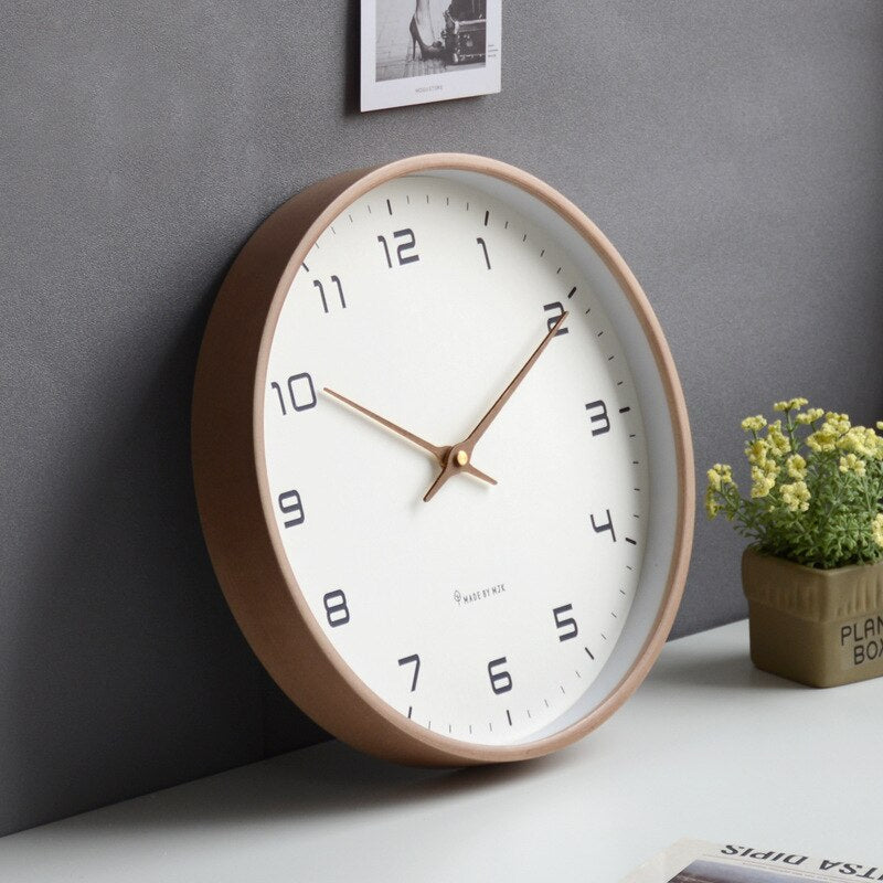 Elegancki drewniany zegar ścienny – skandynawski minimalistyczny design