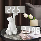 Stylowy zegar LED w lustrze z dużym wyświetlaczem i funkcją drzemki