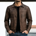 Chaqueta de motociclista para hombre con cremallera, prenda de abrigo informal entallada