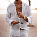 Camicia smart casual da uomo, liscia, a maniche lunghe, taglio classico