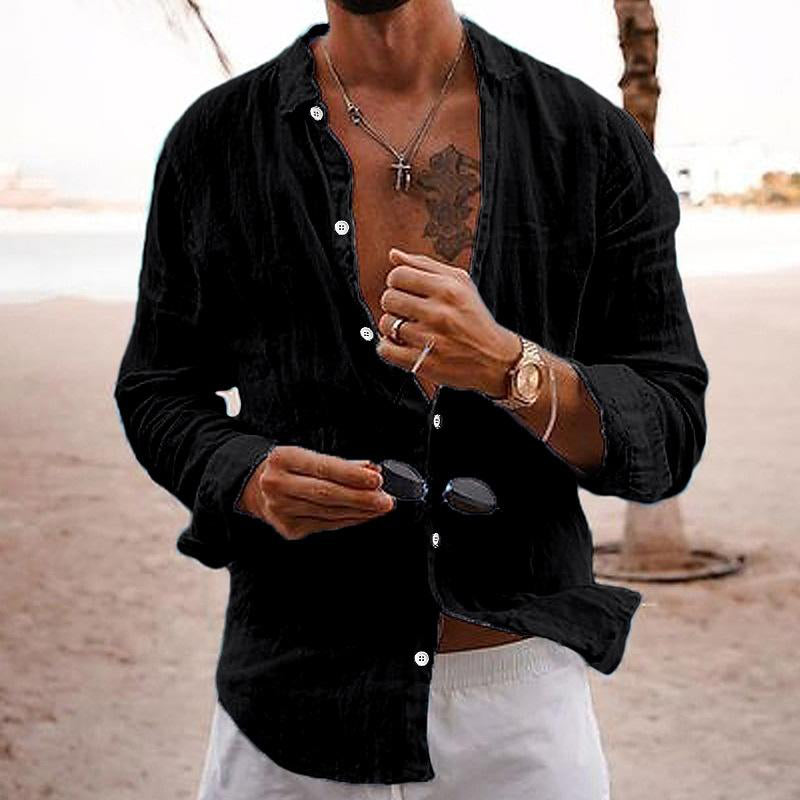 Camicia smart casual da uomo tinta unita manica lunga taglio classico
