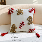 Świąteczna Poszewka z Haftowanym Wzorem Piernika i Laski Cukrowej