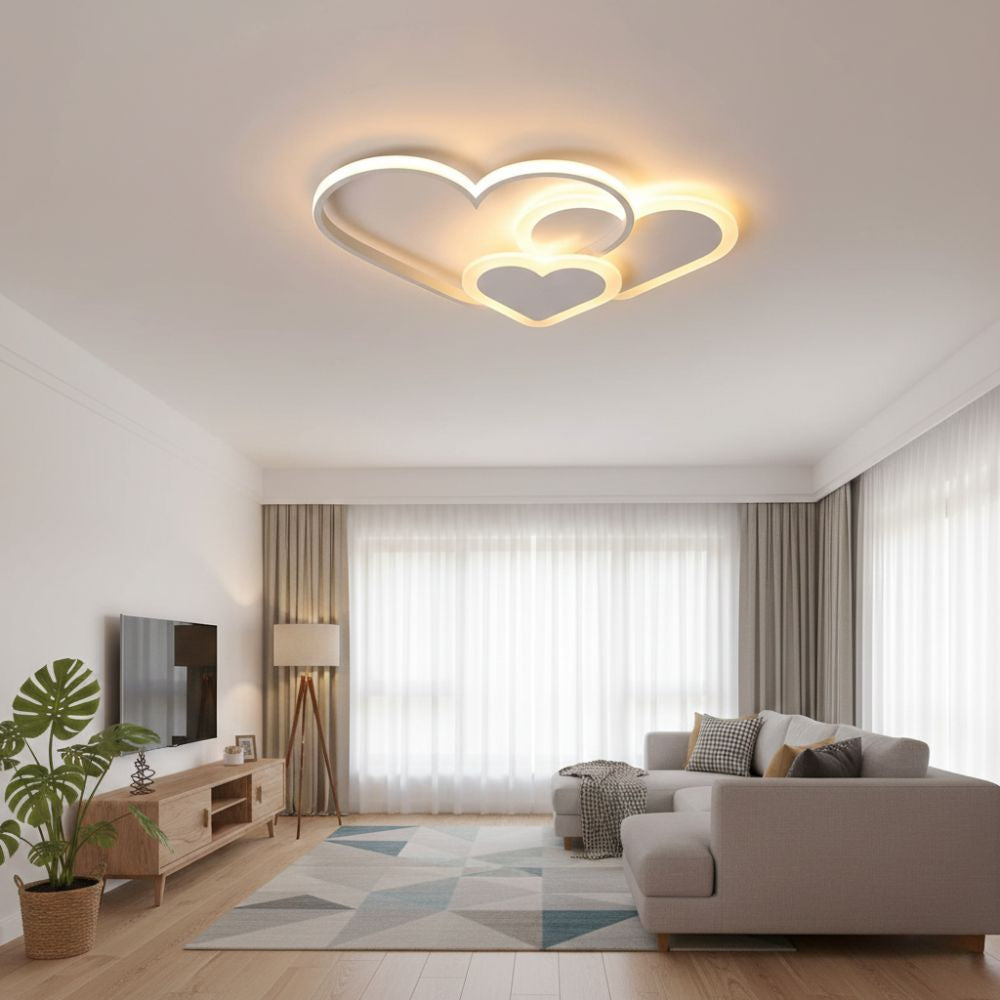 Modern heart-shaped LED ceiling lamp for ambient interior lighting