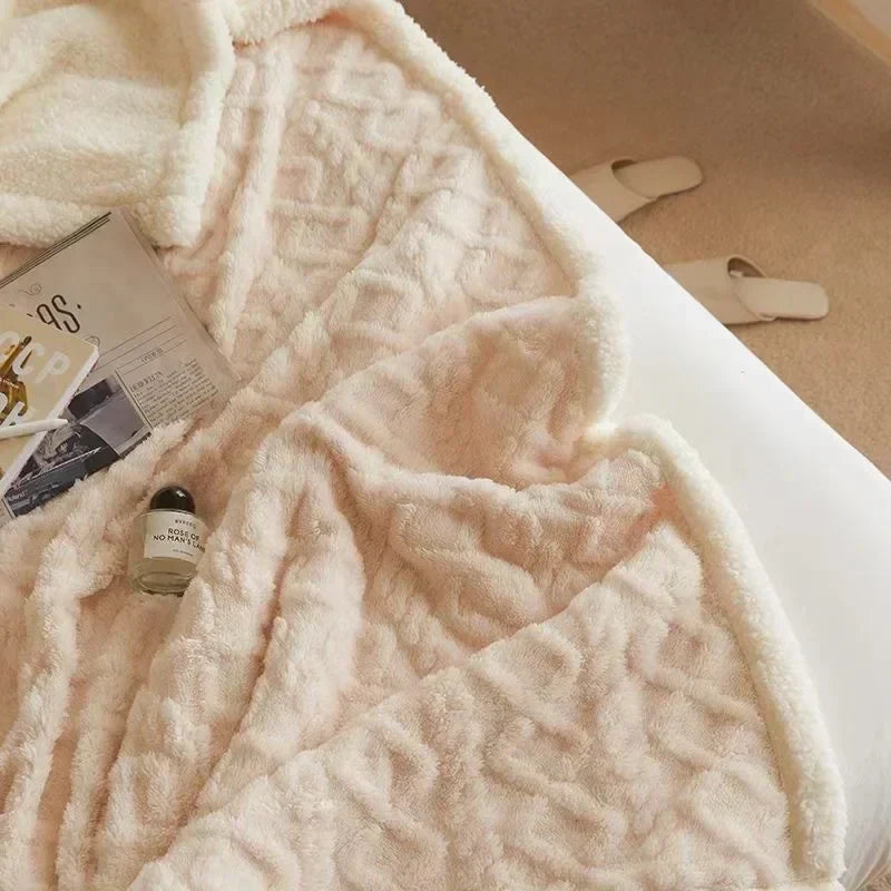 Thick warm cozy winter blanket with elegant detail