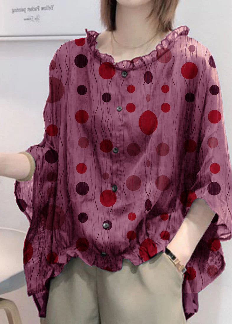 Women's Blouse with Elbow-Length Sleeve, Loose with Ruffles