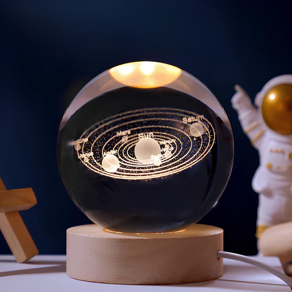 Kryształowa kula 3D planeta LED świecąca dekoracyjna