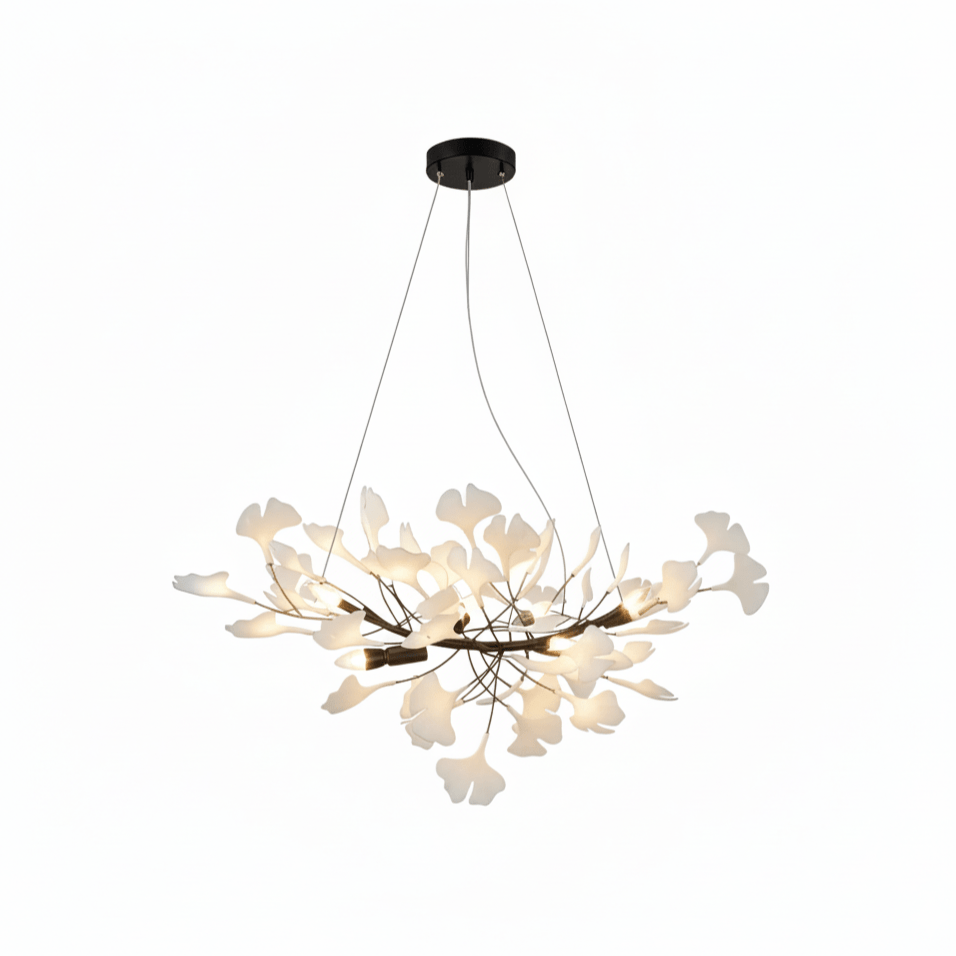 Lampadario artistico a foglie per montaggio a soffitto