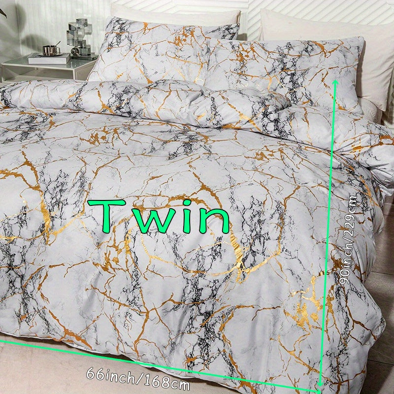 Luxury Quilt Set with Hot Stamped Marble Print