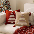 Poszewka na Poduszkę Świąteczną Haftowana Choinka i Dzwonki