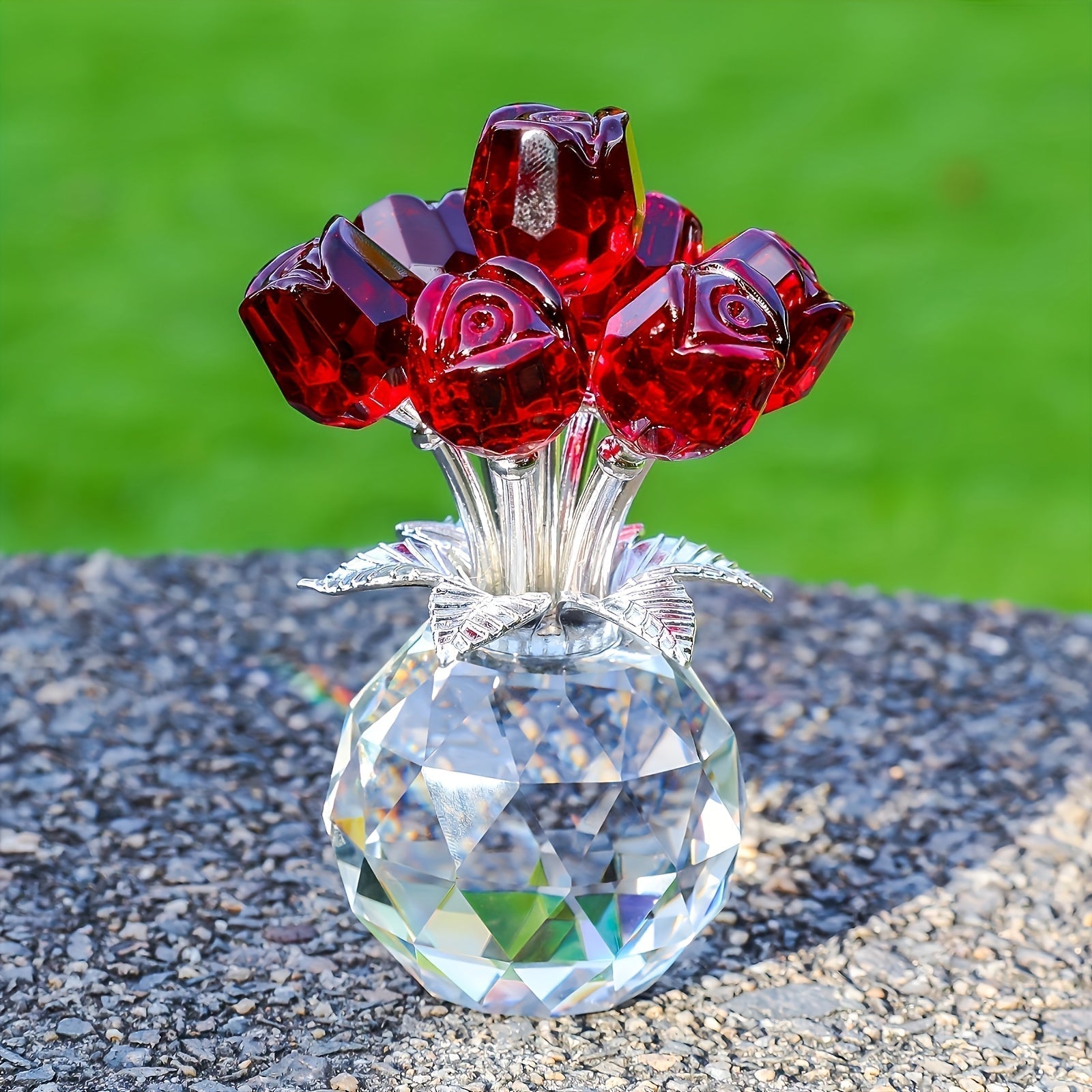 Bouquet eterno di rose decorative in cristallo – regalo ideale per la Festa della Mamma