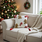 Świąteczna Poszewka z Haftowanym Wzorem Piernika i Laski Cukrowej