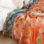 Plaid rustique réversible à motif floral pour la maison