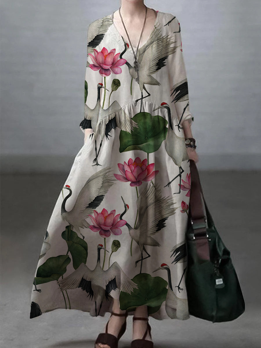 Vestito da donna casual maxi taglio ampio con scollo a V per tutti i giorni